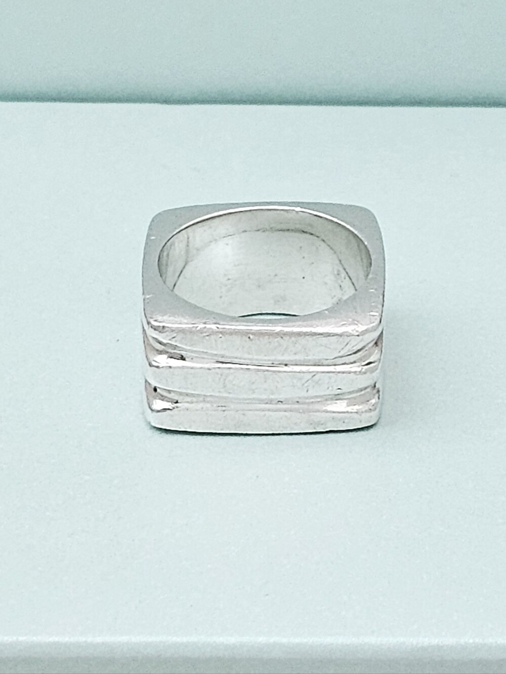 Silpada Very Rare Sterling Silver Heavy Square Triple Wide Band Ring Sz 8 XR214